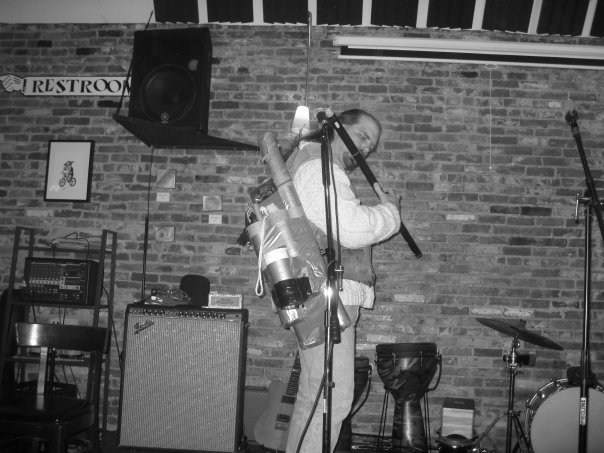 Chris Dowgin playing a mocino flute